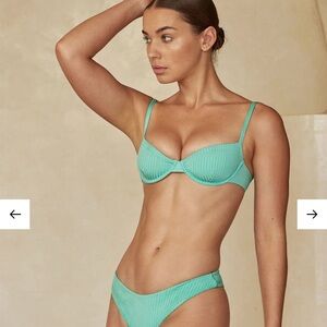 Monday Swimwear Turquoise Ribbed Bikini Set